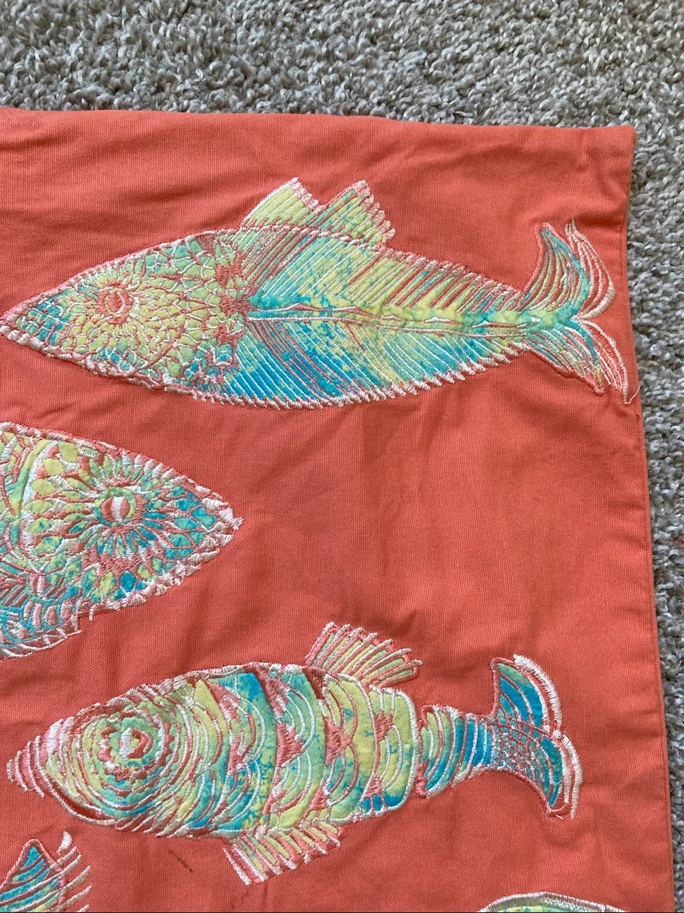 Tommy Bahama Fish Embroidered Square Pillow Sham Beach house Tropical Coastal